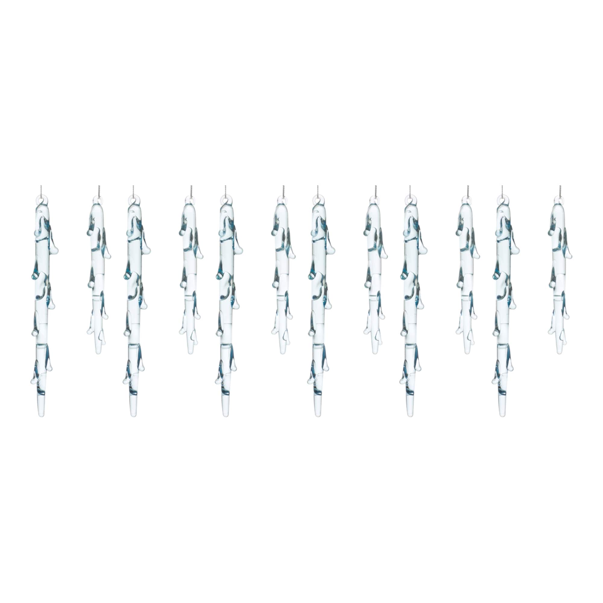 12ct. Melted Glass Icicle Drop Ornaments